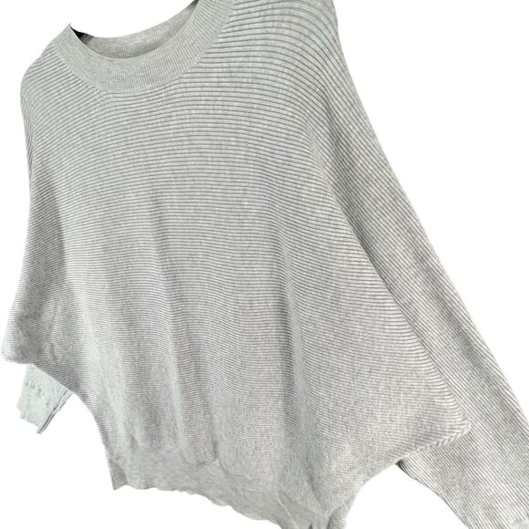 Lulus All Wrapped Up Sweater Womens M Gray Ribbed Knit Dolman Sleeve Cozy Top - Picture 3 of 13